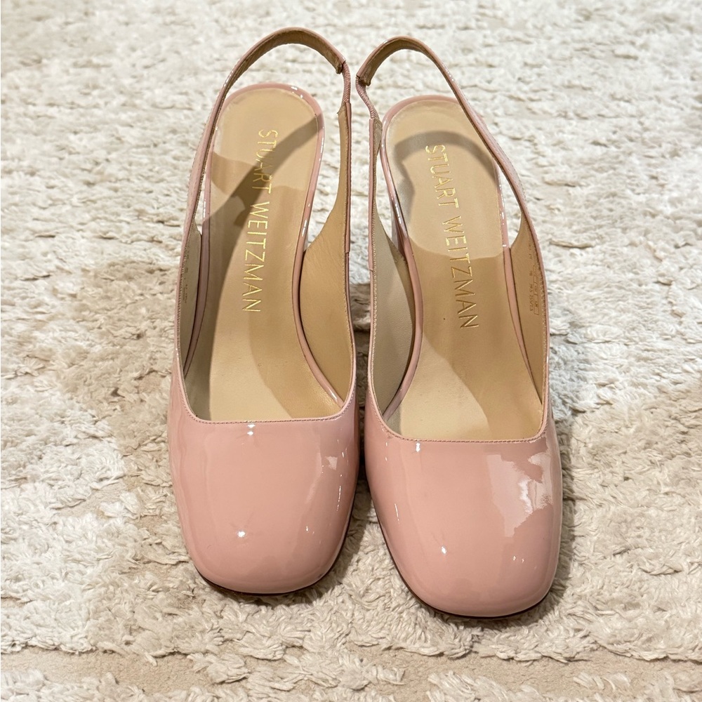 Stuart Weitzman Blush Patent Slingback Heels